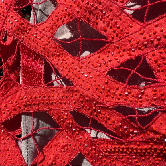 Lela Rose Silk embroidered beaded sleeveless midi dress Sz 6 - Picture 5 of 12